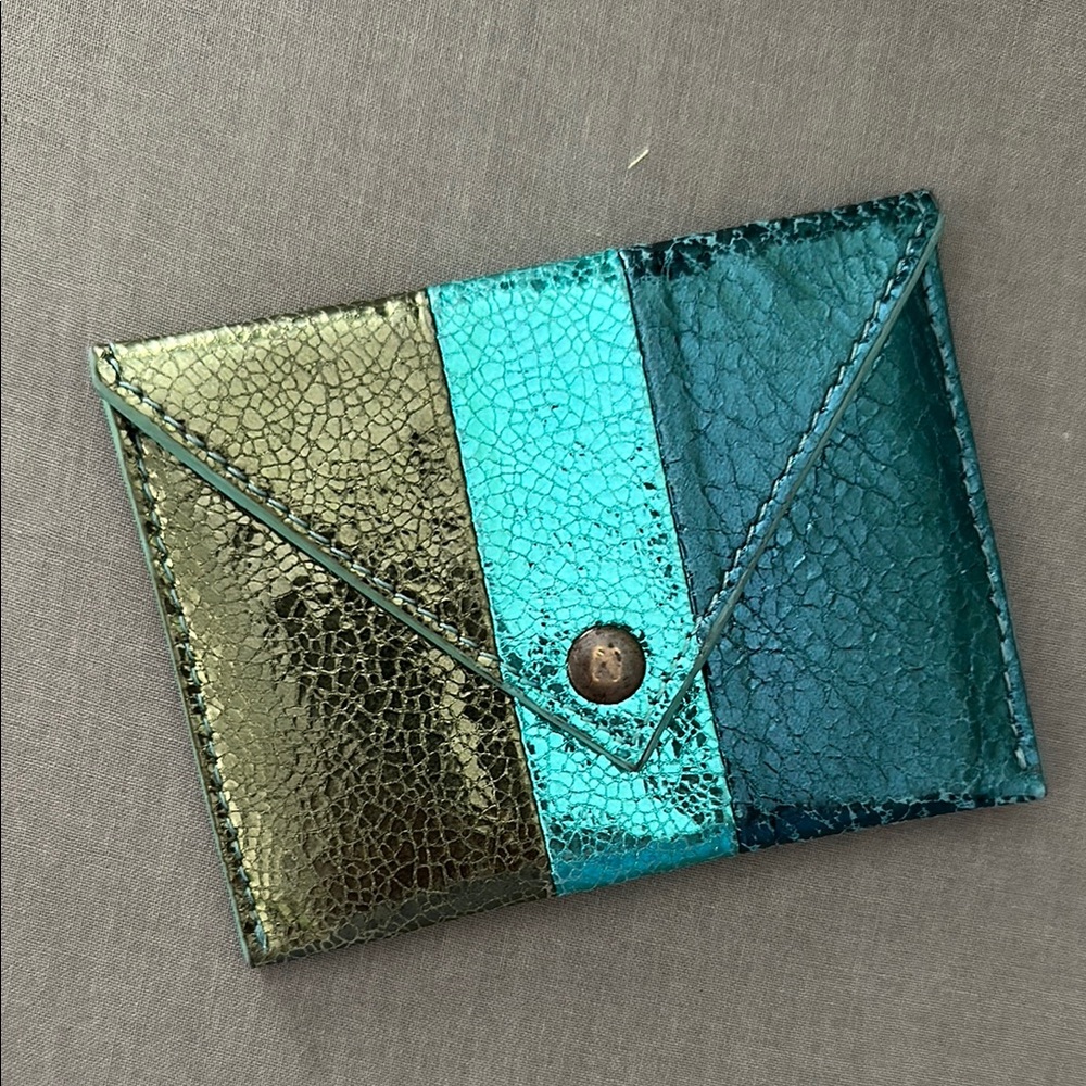 Anthropologie Metallic Tri-Color Envelope Wallet